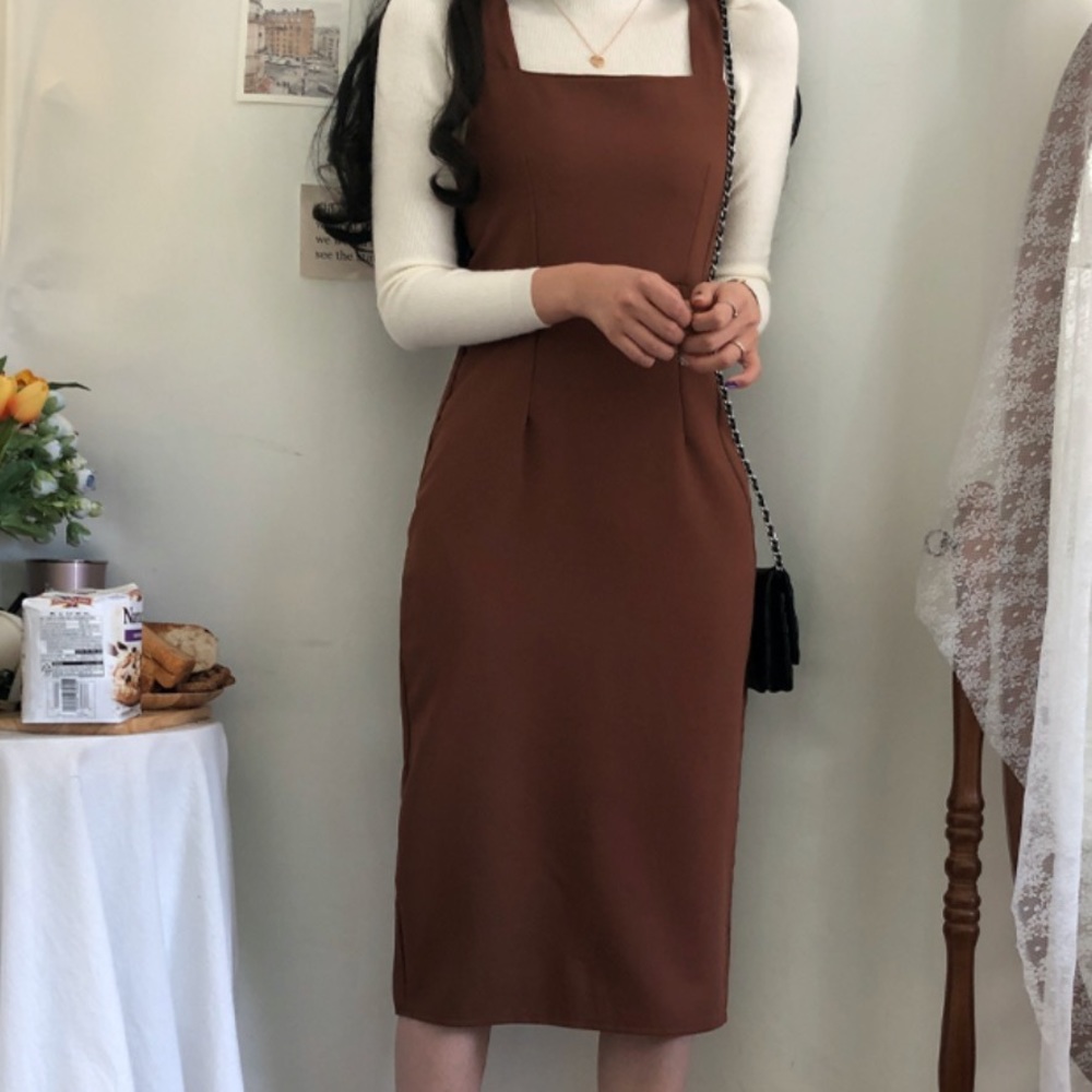Vintage Brown Midi Dress